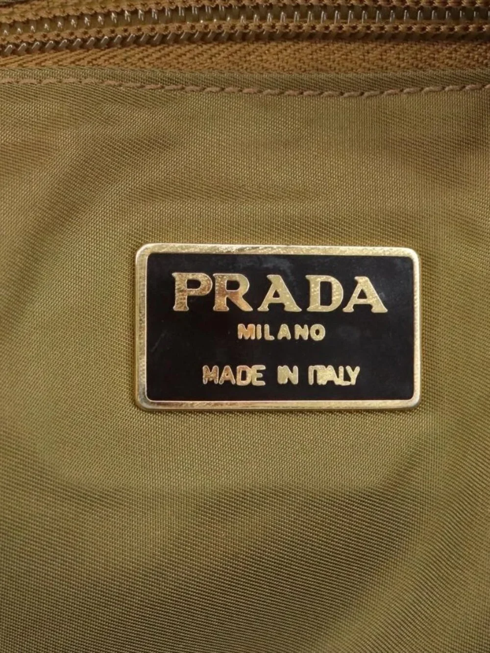 PRADA Tote Bag Satin Gold Tone Gold Auth bs19851